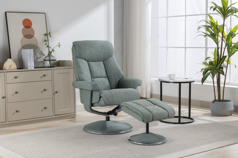 Morgan Swivel Recliner With Free Footstool in Lisbon Teal
