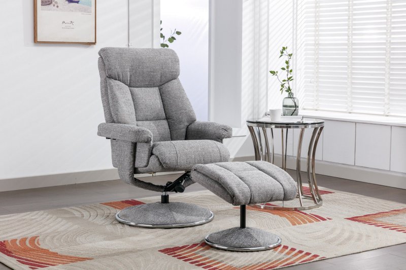 Morgan Swivel Recliner With Free Footstool in Lisbon Rock