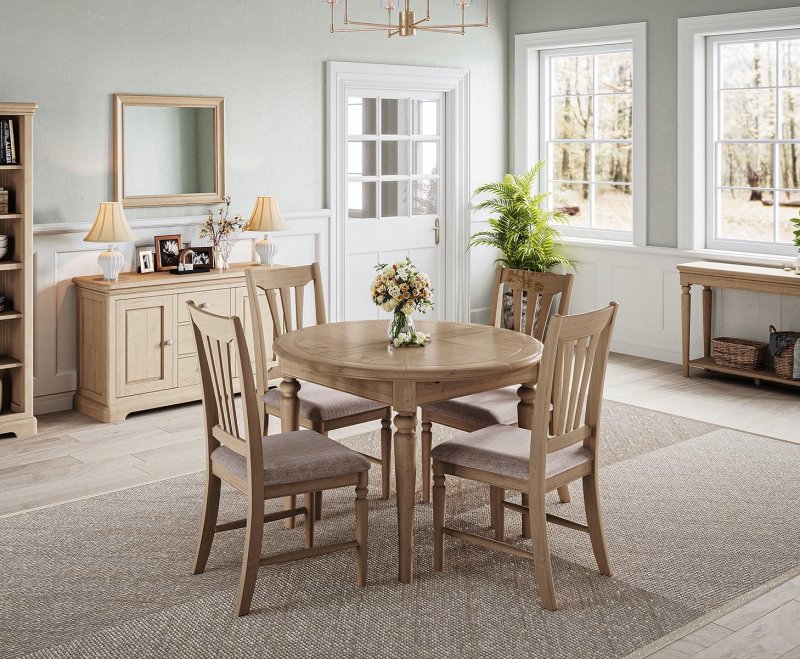 Braunton Oak Round Extending Dining Table