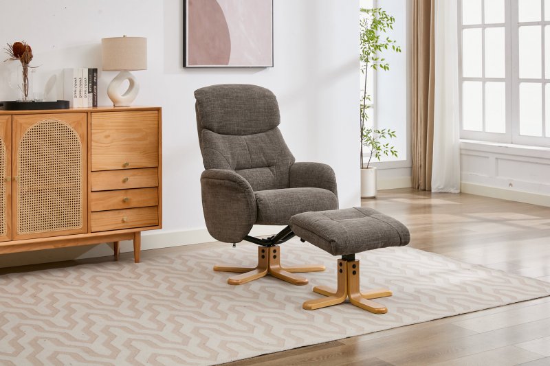 Felicia Swivel Recliner + FREE Footstool In Charcoal Fabric