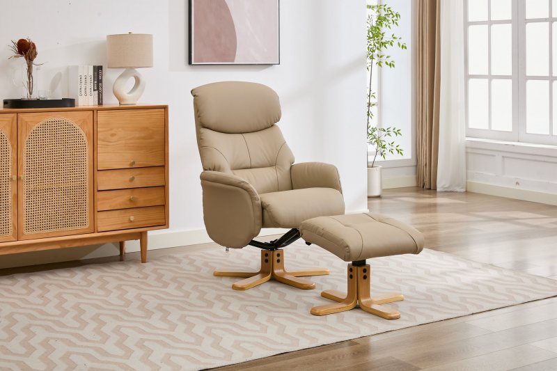 Felicia Swivel Recliner + FREE Footstool In Pebble