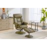 Morgan Swivel Recliner with Free Footstool in Olive Green