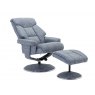 Morgan Swivel Recliner with Free Footstool in Blue Fabric