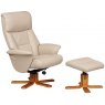 Hebdon Swivel Recliner with Free Footstool In Cafe Latte Leather Look
