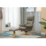 Hebdon Swivel Recliner with Free Footstool In Grey Leather Look