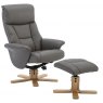 Hebdon Swivel Recliner with Free Footstool In Grey Leather Look