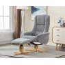 Piper Swivel Recliner + Free Footstool in Lake Blue Fabric