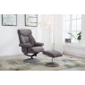 Morgan Swivel Recliner with Free Footstool in Lisbon Grey Fabric