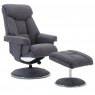 Morgan Swivel Recliner with Free Footstool in Lisbon Grey Fabric