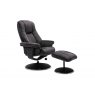 Franklin Swivel Recliner + Footstool In Liquorice Fabric