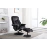 Franklin Swivel Recliner + Footstool In Liquorice Fabric