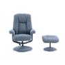 Franklin Swivel Recliner + Footstool In Ocean Fabric