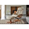 Penrith Swivel Recliner + Free Footstool in Ivory Leather Match