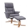 Hebdon Swivel Recliner with Free Footstool In Slate Fabric