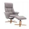 Hebdon Swivel Recliner With Free Footstool In Fossil Fabric