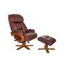 Penrith Swivel Recliner + Free Footstool in Chestnut Leather Match