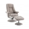 Franklin Swivel Recliner + Footstool In Oat Fabric