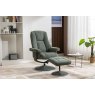 Franklin Swivel Recliner + Footstool in Fern Fabric