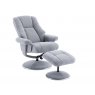 Franklin Swivel Recliner + Footstool In Dove Fabric