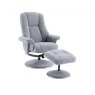 Franklin Swivel Recliner + Footstool In Dove Fabric