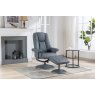 Franklin Swivel Recliner + Footstool In Petrol Blue