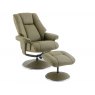 Franklin Swivel Recliner + Footstool In Olive Green