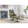 Franklin Swivel Recliner + Footstool In Olive Green