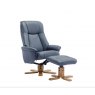 Luna Swivel Recliner + Free Footstool in Petrol Blue