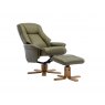 Luna Swivel Recliner + Free Footstool In Olive Green