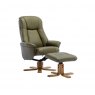 Luna Swivel Recliner + Free Footstool In Olive Green