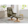 Luna Swivel Recliner + Free Footstool In Olive Green