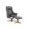 Luna Swivel Recliner + Free Footstool In Cinder