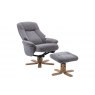 Luna Swivel Recliner + Free Footstool In Lille Charcoal