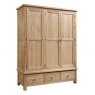 Budleigh Light Oak Triple Wardrobe With 3 Drawers