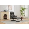 Balvaro Swivel Recliner + FREE Footstool In Charcoal Leather