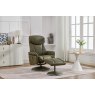 Balvaro Swivel Recliner + FREE Footstool In Green Leather