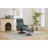 Balvaro Swivel Recliner + FREE Footstool In Blue Leather