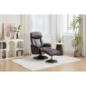 Balvaro Swivel Recliner + FREE Footstool In Dark Brown Leather