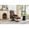 Balvaro Swivel Recliner + FREE Footstool In Brown Fabric